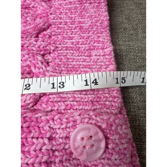 Kendall & Kylie Womens S Pink Cable Knit Cropped Cardigan Sweater Cotton Blend - Picture 7 of 7